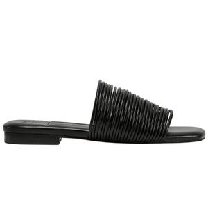 Marc Fisher LTD Maddie Slide Sandal in Black Leather, Size 7
